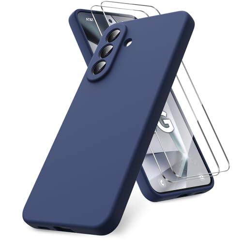 Vansdon Cover Compatibile con Samsung Galaxy A57 5G, 2 Pellicola Protettiva in Vetro Temperato, Gomma Gel di Silicone Liquida Antiurto Custodia - Blu notte
