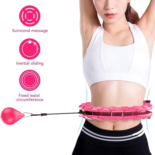 Image of Hula Hoop with Adjustable Weights, Auto-Spinning Ball, Fitness Exercise Hoop Henirag for Men & Women Adults and Kids-Multi Color