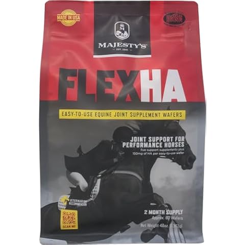 Majesty's Flex HA Wafers - Superior Performance Horse / Equine Joint Support Supplement - HA, Vitamin C, Yucca, Glucosamine - 60 Count (2 Month Supply) Cover