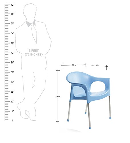 Image of Cello Metallo Without Cushion Chair (Plastic,Blue,2 Pieces)