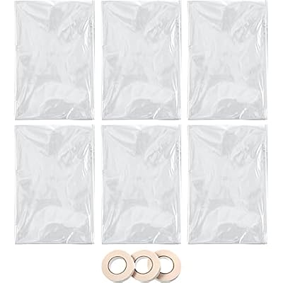 Nuanchu 47.2 x 125.98 Inch Window Insulation Shrink Wrap with Double Sided Interior Replacement Tapes, Plastic Window Insulation Window Winterizing Kit for Winter Home Ventilation Windows(6 Pieces)