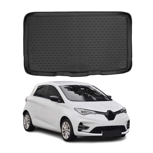 OMAC Tapis de coffre voiture compatible avec Renault Zoe 2019-2021 - En caoutchouc TPE - Noir