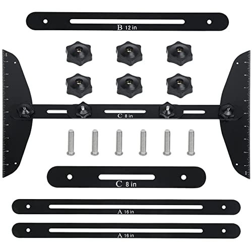 Stair Tread Measuring Template Tool, Stair Jig Gauge Set, Template Steps Risers Clamp Plates Shelf Scribe Layout Tool with Scale Stair Cutting Tools Measuring Gauge Range 11.4In-60.7In