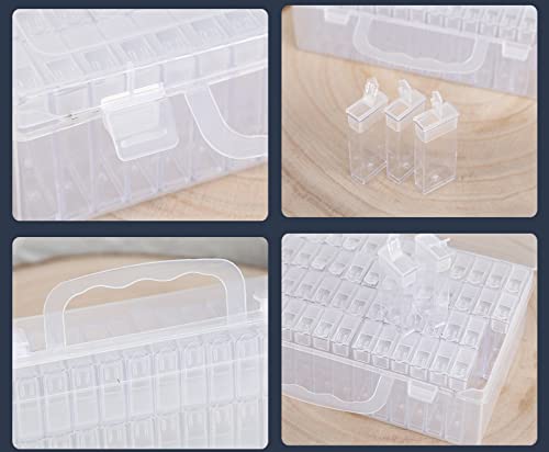 Image of 64pcs Grids Bead Organizer and Storage Diamond Painting Containers Portable Plastic Case Box Arts Crafts Storage for Seeds Beads Sewing Cosmetic Nail Glitter Powder Small Parts Rhinestones (Square)