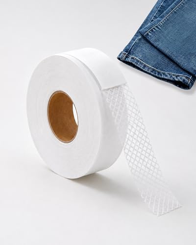 Serobela Iron On Hemming Tape, 1 Inch x 55 Yards, Extra Strong No Sew Fabric Fusing Web for Pants Hems, Curtains, Dresses, Jeans, Washable with Grid-Like Adhesive Design