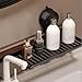 Walnut Faucet Organizer Rack for Bathroom, Bathroom, Kitchen Suction Cup Shelf, Removable Vanity Tray Wall Mounted for Vanity, Kitchen (Black, 15.7 * 4.7 * 1.6in)