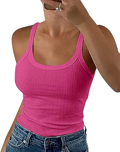 Wenrine Damen Tops Sommer Sexy U-Ausschnitt Gerippt Spaghetti Top Slim Fit...