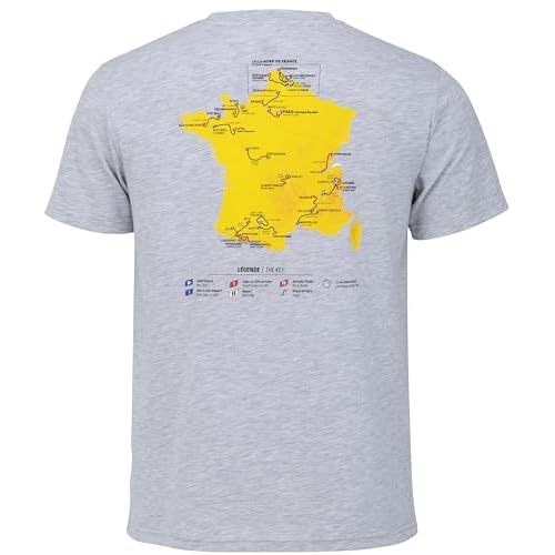 Tour de France T-Shirt Parcours 2025 – Offizielle Kollektion Radfahren, grau, L