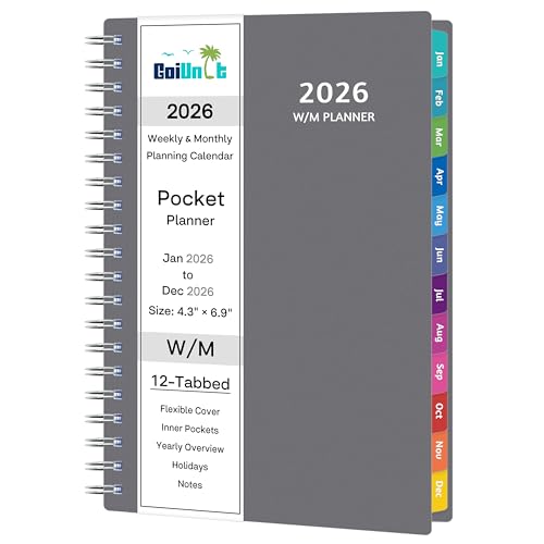2026 Planner, Weekly ＆ Monthly Planner 2026, Jan 2026 – Dec 2026, 4.3' x 6.89', Flexible Cover,...