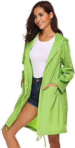 LOMON Women's Waterproof Raincoat – Hooded Long Trench Coat With Striped Lining, Windbreaker Travel Jacket (Sizes S-XXL)