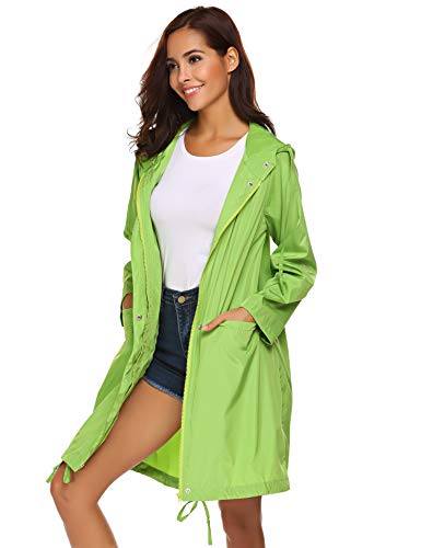 SoTeer Outdoor Rain Coat Women Waterproof Long Hooded Trench Coats Windbreaker Travel Jacket