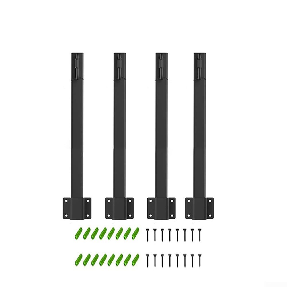 Lot de 4 poteaux lumineux en métal avec clips et crochets, support d'éclairage robuste pour jardin, terrasse, clôture, mur, kit de montage de poteau extérieur noir