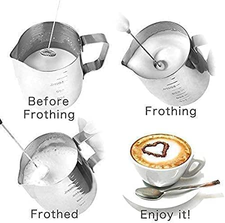 Image of Handheld Milk Frother for Coffee - Electric Coffee Whisk & Foam Maker for Lattes, Cappuccino, Frappe & Matcha - Stainless Steel Egg Beater Mini Blender for Milk & Cream