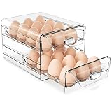 Wellhaus Contenitore per uova - Organizer per frigorifero con display della data, contenitore per uova, porta uova, 24 uova, scatola per trasporto, porta uova in plastica, scatola per la freschezza e