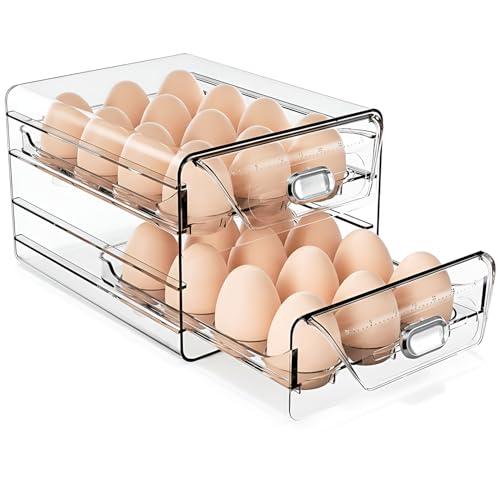 Wellhaus Porte-œufs - Organisateur de réfrigérateur avec affichage de la date, conservation des œufs, porte-œufs 24 œufs, boîte de transport Egg Holder...