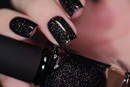 Image of ILNP Silhouette - Rich Black Gold Flake Holographic Nail Polish