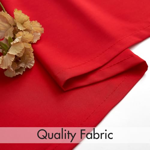 Image of MIULEE Red Semi Sheer Privacy Curtains Drapes 2 Panels 52W x 72L | Semi sheer privacy, non-see-through, light filtering, fits kitchen, bathroom, bedroom