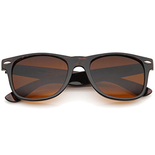 zeroUV - Classic Driving Blue Blocking Amber Tinted Lens Horn Rimmed Sunglasses 55mm (Shiny Tortoise/Amber)