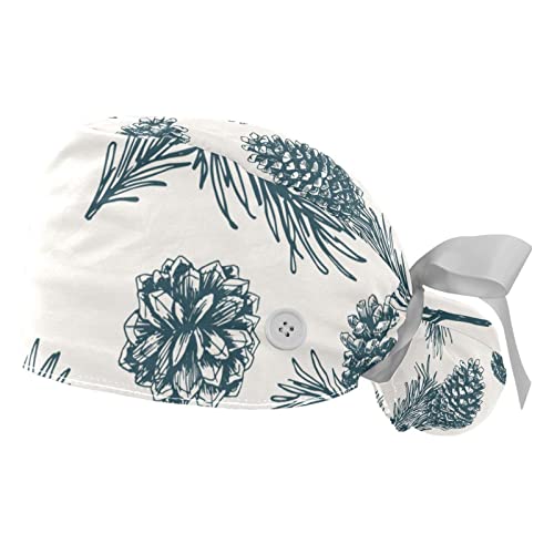 Chapeaux de travail respirants JDEZ à motif de Noël vintage pour hommes et femmes (lot de 2)