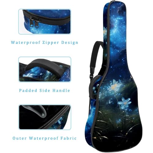 Sac pour guitare acoustique 109cm plantes étoilées multicolore
