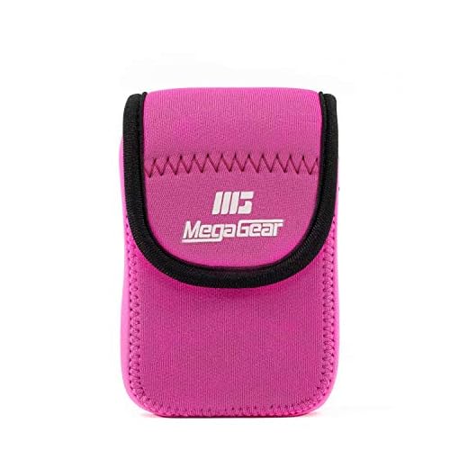 MegaGear MG706 ultralätt neoprenkamerafodral kompatibelt med Panasonic Lumix DC-TZ95, DC-TZ90, DMC-TZ80 – het rosa