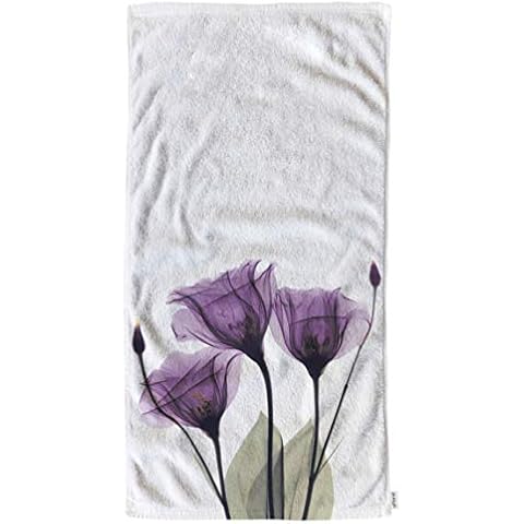oFloral Hand Towels Cotton Washcloths Purple Lavender Flower with Bud Leaves On White Violet Floral Design,Comfortable Soft Towels for Bathroom Spa Gym Yoga Beach Kitchen,Hand Towel 15X30 Inch Cover