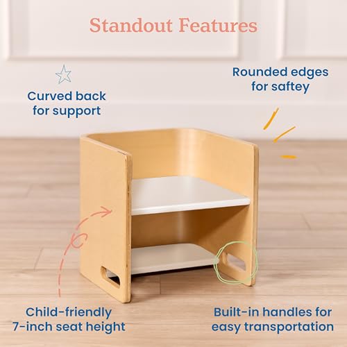 Image of ECR4Kids Bentwood Multipurpose Toddler Cube Chair, Montessori Furniture, Natural /White
