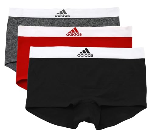 Image of adidas Underwear for Women, Seamless Boyshort Underwear Multipack, Vivid Red/Black/Heather Grey, Small