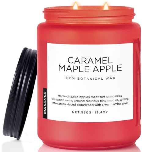 M&SENSE Caramel Apple Pie Candles for Home Scented, Natural Soy