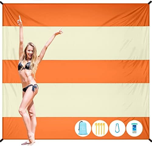 Famstar Nylon Beach Blanket Waterproof Sandproof Oversized,Extra Large 10'X 9' Beach Mat,Sand Free Beach Blanket 1-8 Adults Lightweight Durable for Travel Camping Hiking Picnic