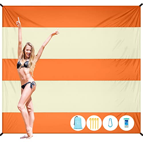 Famstar Nylon Beach Blanket Waterproof Sandproof Oversized,Extra Large 10'X 9' Beach Mat,Sand Free Beach Blanket 1-8 Adults Lightweight Durable For Travel Camping Hiking Picnic #TOP2