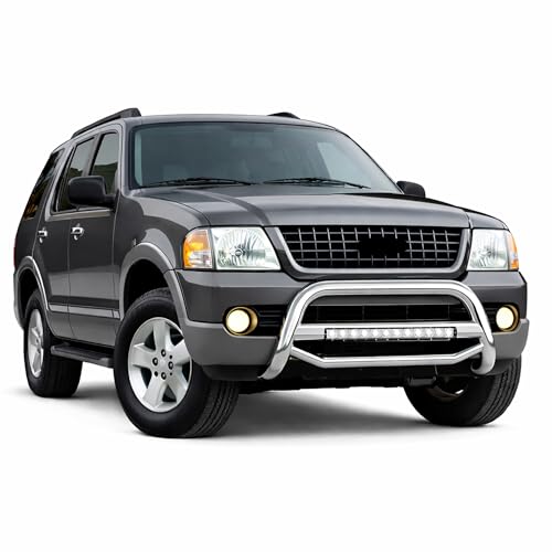 Image of Black Horse MAX Beacon Bull Bar No Skid Plate Stainless Steel Compatible with 2002-2005 Ford Explorer|2002-2005 Mercury Mountaineer-MAB-FOB2901S