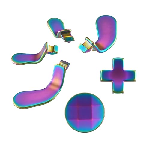 eXtremeRate 6 in 1 Magnetic Metal Stainless Steel D-pads + Replacement Back Paddles for Xbox One Elite Series 2 Controller, Elite Series 2 Core Controller - Metalic Rainbow Aura Blue & Purple image 5