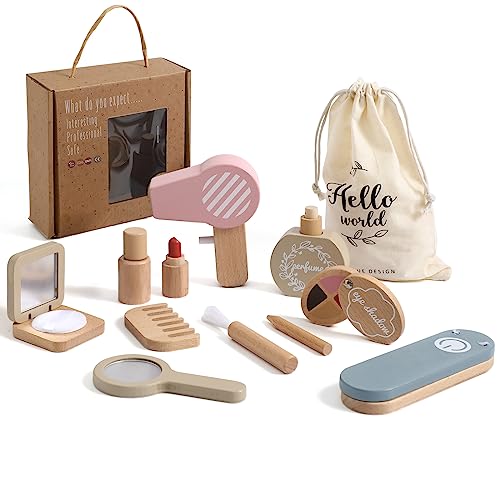 Wooden Makeup Toys for Girl, Girls Pretend Beauty Makeup Set Toys, Toddler Makeup Kit 3 4 5 6 Girls Gift Toys (Makeup Set-2)