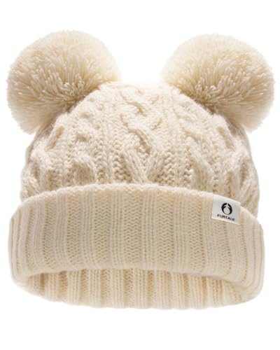 Image of FURTALK Toddler Winter Hat Pom Pom Beanie Knitted Warm Hats for Baby Kids Boys Girls