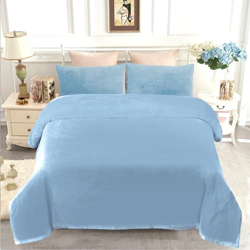 Image of JYK Fleece Plush Blanket King Size 85'' x 95'' - Premium Silky Flannel Fleece Blanket 4.4 LB, Lightweight and Fluffy Cozy Plush Comfy Microfiber Fleece Blanket for Couch Sofa Bedroom, Light Blue