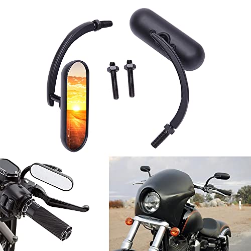 Image of DREAMIZER Motorcycle Mirrors for Handlebars - Universal 8MM 10MM Side Mirror for Street Bike Bobber Cafe Racer Touring Cruiser (Oval-Black)