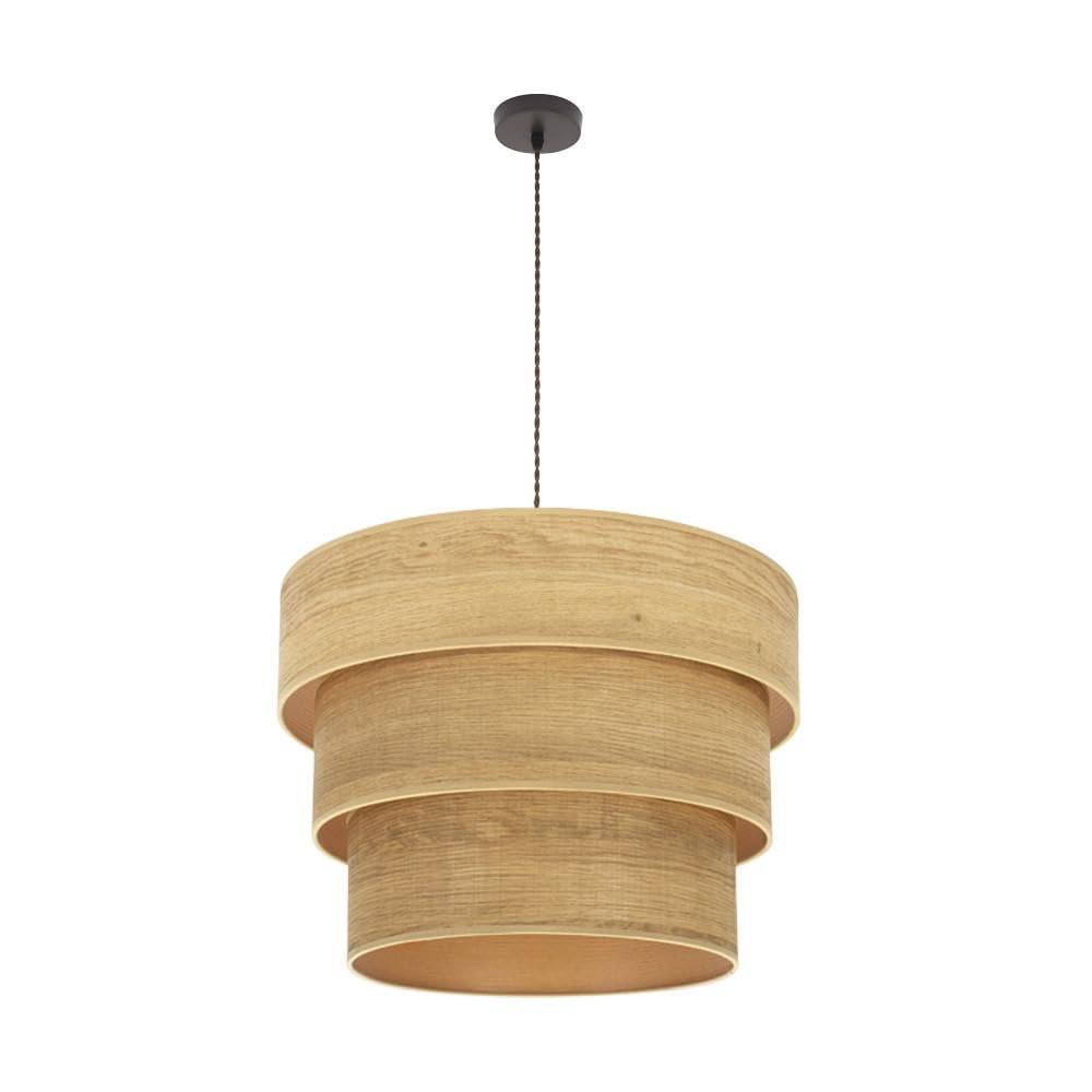 Levitantes Colgante Triple 3xE27 Color Marrón, Madera Clara, 50x50 cm - Ideal para iluminación decorativa en hogares y espacios comerciales.
