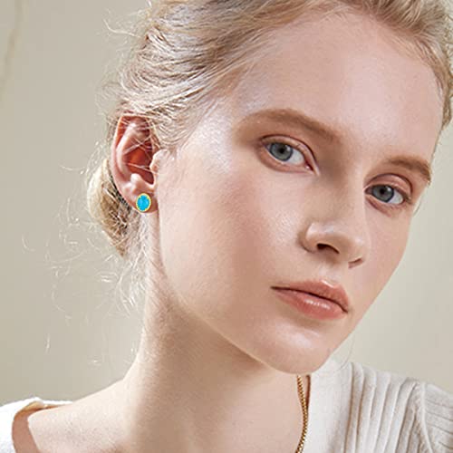Bethza Turquoise Earrings For Women Gold Plated 925 Sterling Sliver Natural Turquoise Stud Earrings Turquoise Jewelry Gift For Girls Girlfriend Christmas Gift #TOP3