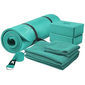 Xn8 Yoga Starter Set – 6-Piece Yoga Mat Set Included NBR Pilates Mat, Stretching Block, Yoga Towels & Yoga Strap – Complete Yoga Starter Kit for Beginners