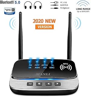 Bluetooth 5.0 Transmitter, MANLI 3 in 1 Bluetooth Transmitter Receiver 265FT Long Range