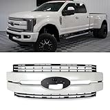 SAIQINGSP White Platinum Trim Grille Compatible with 2017 2018 2019 F250 F350 Lariat Model Bumper Grill Assembly Replace for HC3Z-8200-CC