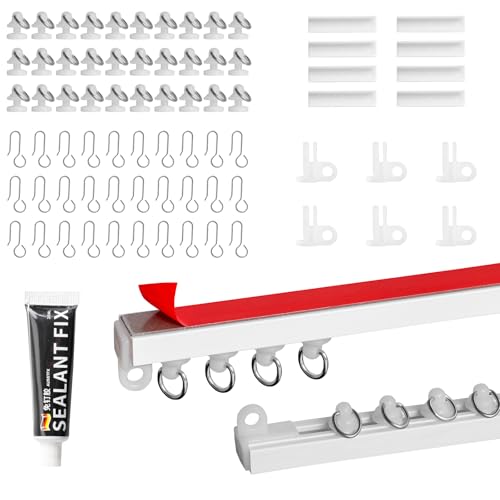 Necdeol Riel Cortina Techo Autoadhesivo, 9 * 33cm/300cm Rieles para Cortinas de Techo, PVC Riel Cortina Flexible para Separador de Ambientes, Cortina para Autocaravana, Cortina de Ducha, Ventanal