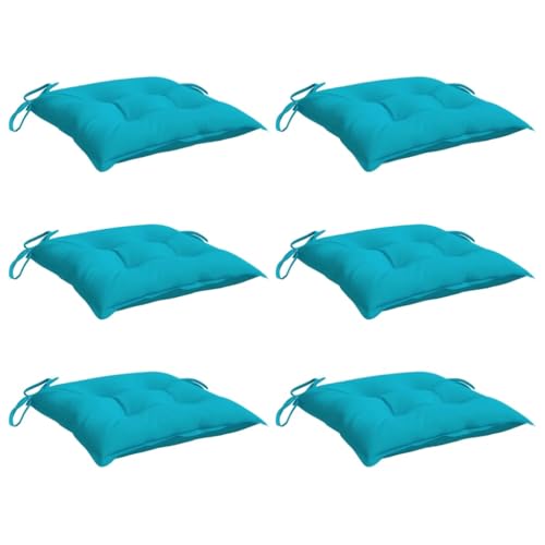 Tomostar Lot de 6 Coussins de Chaise de Jardin, Galette de Chaise Coussin d'assise Extérieur Jardin Turquoise 40x40x7 cm Tissu