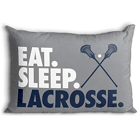 Eat Sleep Lacrosse Pillowcase by ChalkTalk Sports Gray Cover