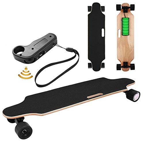 Electric Skateboard Youth Electric Longboard with Wireless Remote Control, 12 MPH Top Speed, 10 Miles Range, 7 Layers Maple Longboard(US Stock)
