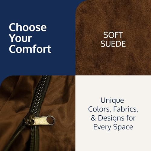 Image of ULTIMATE SACK 3ft Bean Bag Chair, Oversize Bean Bag Chair for Adults, Comfy Chair Bean Bag Couch Lounge Sofa Loveseat Furniture | Brown Suede