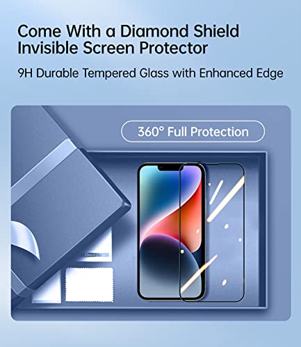 Jueshituo Magnetic Matallic Glossy Clear For Iphone 13 Case With Full Camera Cover Protection [No.1 Strong N52 Magnets] [Military Grade Drop Protection] For Women Girls Phone Case (6.1")-Blue #TOP6