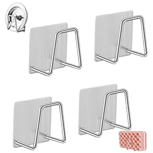 Opknoping Afvoer Sponshouder Sponshouder Voor Keuken Roestvrij Staal Spons Afvoerrek Sponshouder Voor Keukengootsteen Voor Keukens En Badkamers Zelfklevend Geschikt Sponzen En Vodden Enz 4 Stukken