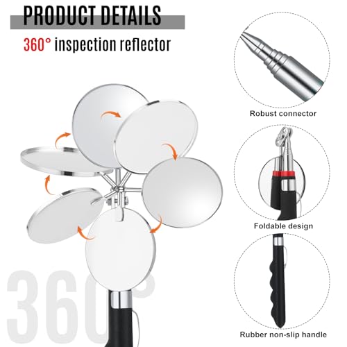 GGSTDDUP 6 Pcs Telescoping Inspection Mirror,Retractable 30 Inch Mechanical Mirror Tool,Under Vehicle Inspection Mirror,Car Visual Reflector,Retractable Under Vehicle Detection Mirror Repair Tool
